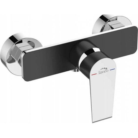 Robinet de douche mural Largo en chrome noir (1/3)