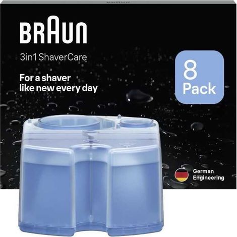 Cartouche de nettoyage - BRAUN - CCR8-LOTION 3in1 ShaverCare - Pour station SmartCare - Pack de 8