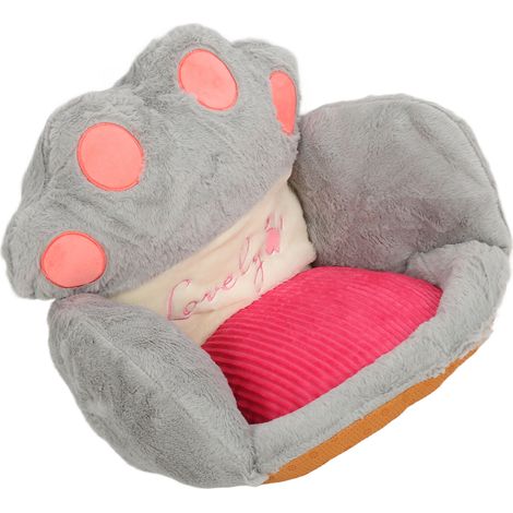 Kissen mit niedlichem Katzenpfoten-Design, Profil, Bürostuhlkissen, Bodenkissen für Schlafzimmer, Wohnzimmer, Café, Studentenwohnheim, Grau, S (1/5)