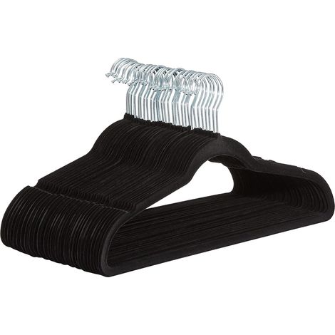 Paquete de 30 perchas de terciopelo para trajes negras (1/4)
