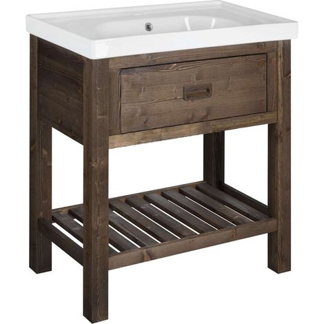 Sapho Brand - Waschtischunterschrank 89x80x45 cm, 1 Schublade, gebeizte Fichte BA088S