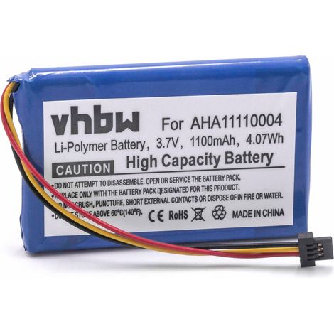 vhbw Battery Replacement for TomTom P5, AHA11110004, P6 for GPS Navigation System Sat Nav (1100 mAh, 3.7 V, Li-Ion)