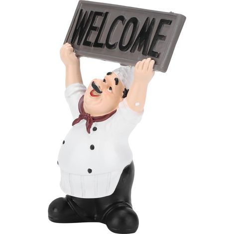 Sculpture en Résine "Bienvenue" pour Restaurant, Café, Pâtisserie - Chef Décoratif (1/5)
