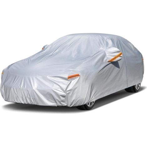 Bâche Voiture Étanche Respirante, Housse de Protection Voiture Extérieur Contre Pluie Soleil Poussière avec Zip et Doublure en Coton pour Berline/Break （4.6-4.8）1.91.89M