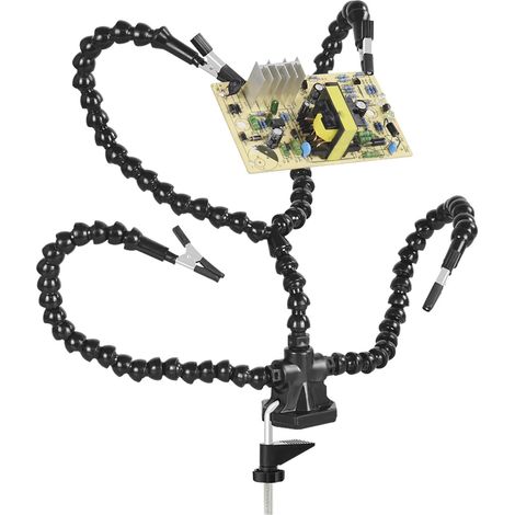 Strumento di saldatura di terza mano con bracci a collo d'oca regolabili e clip, strumento essenziale per il banco da lavoro elettronico