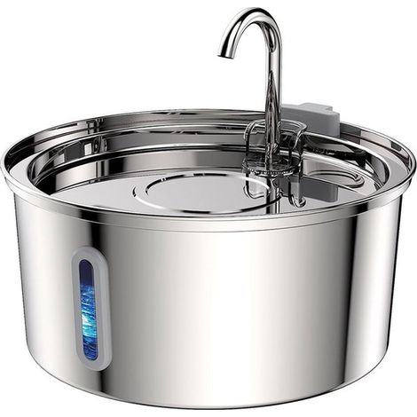 Fuente para gatos，Bebedero para gatos，3,2 L，Acero inoxidable，Bebedero de acero inoxidable para gatos，Con adaptador y puerto USB (1/5)