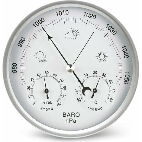 Weather station analog dial barometer with thermometer and hygrometer, atmospheric pressure measurement, easy to read (1/5)