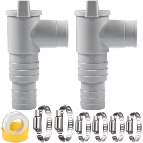 Absperrventil – 2 Stück, 32 mm, mit 6 Klemmen, Kolbenventil, Schwimmbadwartung (1/5)