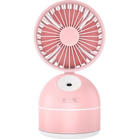 Mini ventilateur portable rechargeable USB avec humidificateur intégré pour la maison, le bureau et l'ordinateur (rose) (1/4)
