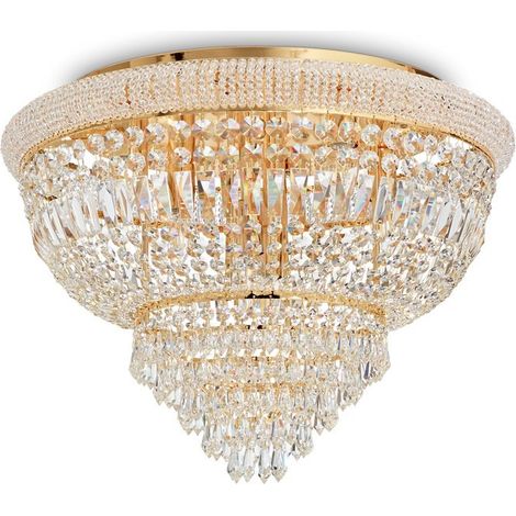 Ideal Lux DUBAI - Indoor 24 Lights Flush Kronleuchter Deckenleuchte Gold, E14