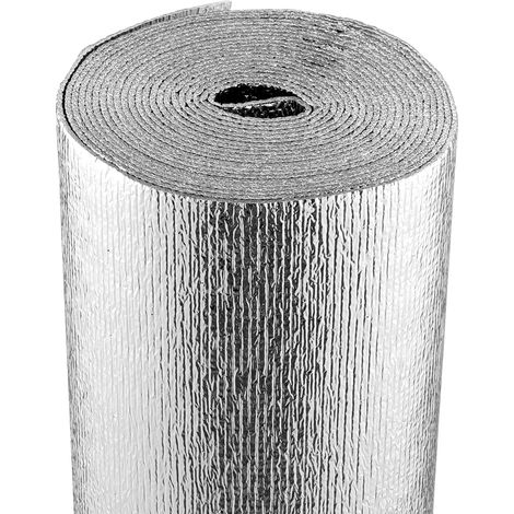 VEVOR Rollo de aislamiento reflectante doble, barrera de espuma radiante, 0.126 in 48 pulgadas x 25 pies, lámina de aluminio de doble cara, escudo reflectante de calor de espuma EPE, rollo de aislamie