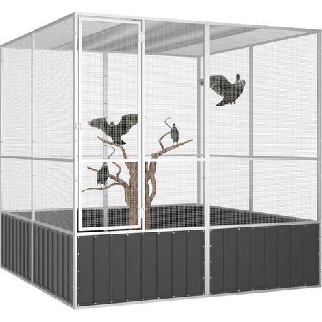 vidaXL Jaula pájaros acero galvanizado antracita 213,5x217,5x211,5 cm (1/2)