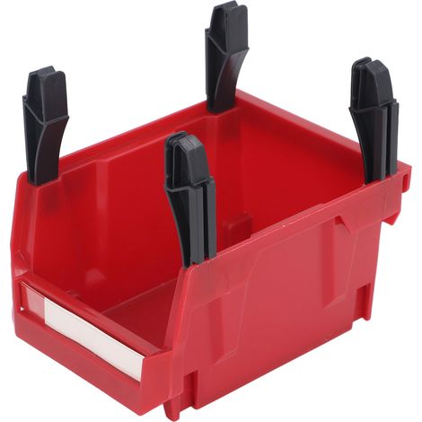 Casier de rangement pour pièces détachable murale empilable bac outillage atelier organisateur vis type combiné bouche inclinée renforcé rouge (1/5)