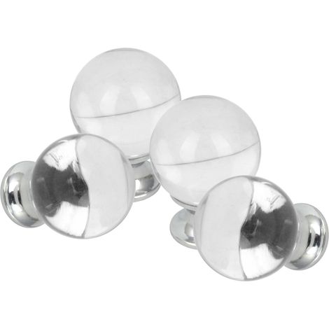 Domino Elegante Crystal D Möbelknopf 30mm in Chrom & Weiß  4 Stück (1/5)