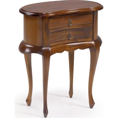 Table d'appoint en bois d'acajou marron 2 tiroirs Castle 50cm (1/5)
