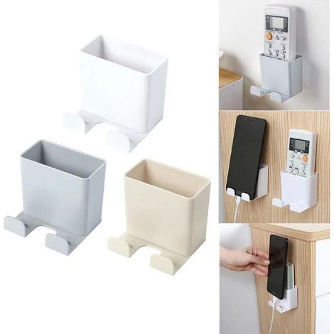 Supporto da parete per cellulare, scatola portaoggetti in ABS con gancio per supporto di ricarica del cellulare, scatola porta telecomando (1/4)