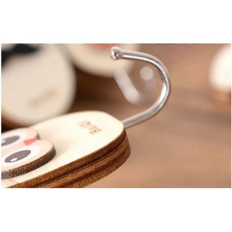 Crochets adhésifs en bois à motifs de dessins animés, adaptés pour suspendre des objets et comme crochets muraux. (1/5)