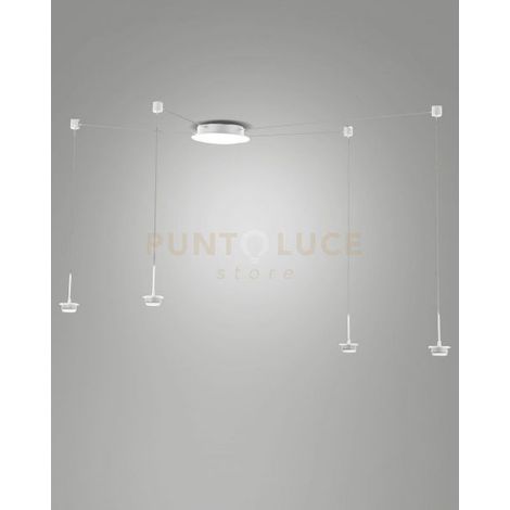3804-44-102 MONTATURA BIANCA  COMPLETA CAVO SPOSTABILE CCT 2700K - 3000K - 4000K - 28W - 3000 lm 4 LUCI DIMMERABILE