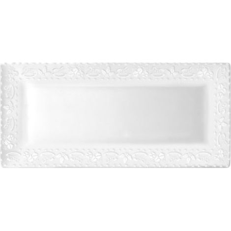 Fade vassoio rettangolare Xmas White Natale porcellana fine 34x16 cm