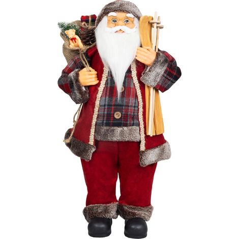 Dekoration MagicHome Weihnachten, Weihnachtsmann, mit Geschenk, rot, 60 cm (1/3)