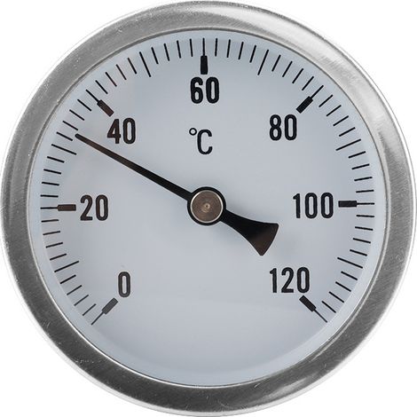 Thermomètre 0-120 °C, bimétallique en acier inoxydable, 63 mm