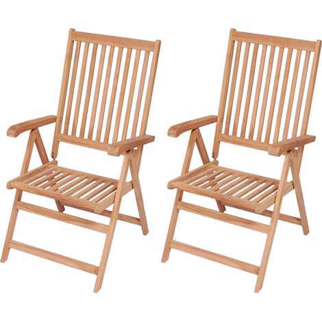 Sedie pieghevoli reclinabili, 2 pezzi, in legno massello di teak vidaXL (1/5)