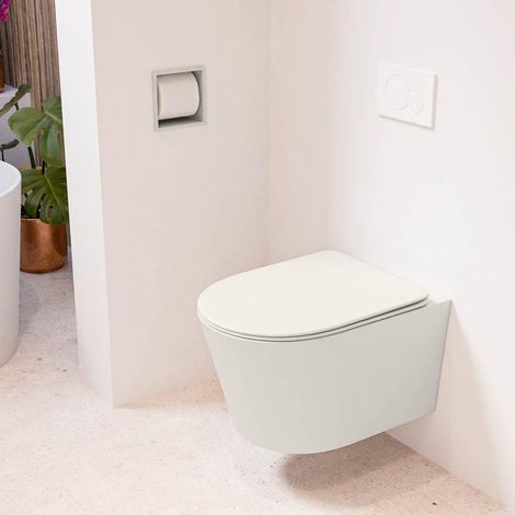 MONDIAZ LAVIE WC suspendu - 36x53cm - sans bride - Linen (offwhite) - softclose - quick-release - abattant WC - Linen (offwhite) (1/5)