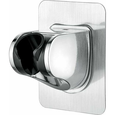 Soporte de ducha universal sin taladrar con pegamento 3M, ajustable a 45°, para pared, con capacidad de hasta 18 kg, para ducha de baño, cromado, de una pieza.