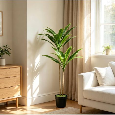 Pianta artificiale in vaso 90 cm in PEVA verde, interno/esterno, stabile – MEUBLIV (1/5)