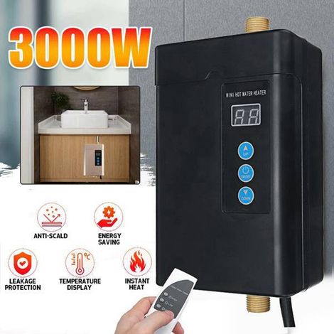 Nur in einer Farbe erhältlich: Schwarz. Material: Metall. Elektrischer Warmwasserbereiter mit 4000 W Leistung, europäischer Standard, 220 V Wechselstrom, Digitalanzeige.