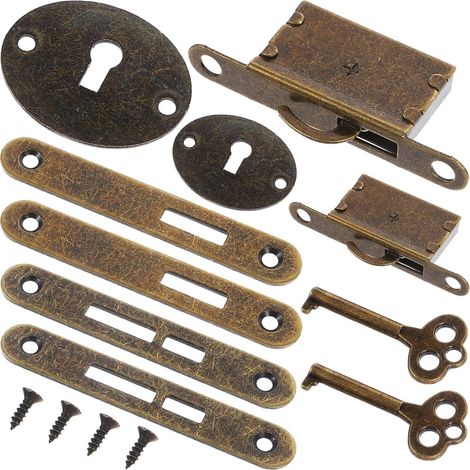 2 Ensembles Lot de Serrures Vintage Alliage de Zinc pour Boîte à Bijoux Verrou Décoratif Rétro pour Coffret Bois avec Clés Verrouillage Pratique pour Armoire et Coffret Cadeau (1/5)