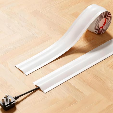 Cache-câbles flexible - 4 m - Blanc - Autocollant - Gestion des câbles - Pour les murs, les sols, les maisons, les bureaux, les garages (1/5)