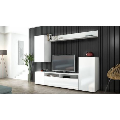 KIT PARETE ATTREZZATA LIVING BRIDGE CM. 207X170X34 BIANCO LUCIDO