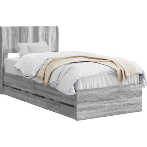 Bed Frame with Storage and Headboard Grey Sonoma 90 x 200 cm vidaXL (1/5)