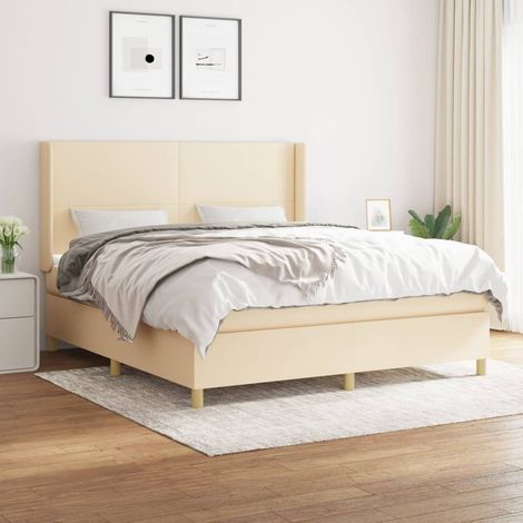 Boxspringbett mit Matratze Creme 160x200 cm Stoff vidaXL (1/5)