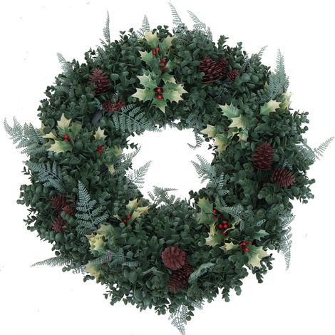 Couronne artificielle HWC-O98, couronne de porte, couronne de table, décoration artificielle Diam. 60 cm- verte avec des