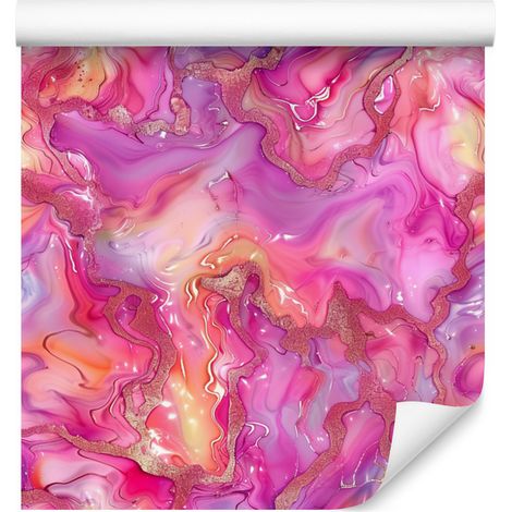 Papier peint violet encre, rose poudré, rose et corail 50x1000 cm (1/5)