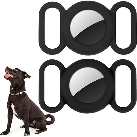Lot de 2 étuis Airtag en silicone étanche, noir avec bouchon assorti, taille M (1/5)