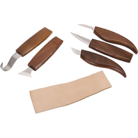 Couteau à sculpter le bois de noyer, manche plat, couteau à racler et à dégrossir, gouge, couteau courbe, couteau droit, kit de sculpture à la main, outils de travail du bois (1/5)