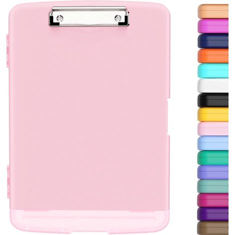Portablocco con scomparto portaoggetti e portapenne, organizer per appunti (21,5 x 28 cm), apertura con foglio di alluminio, grande capacità, leggero, per insegnanti (1/5)