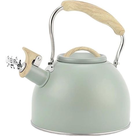 1 x Bouilloire sifflante, induction, 3 L, acier inoxydable 304, design rétro vert, pour cuisinière électrique/gaz/induction (1/5)