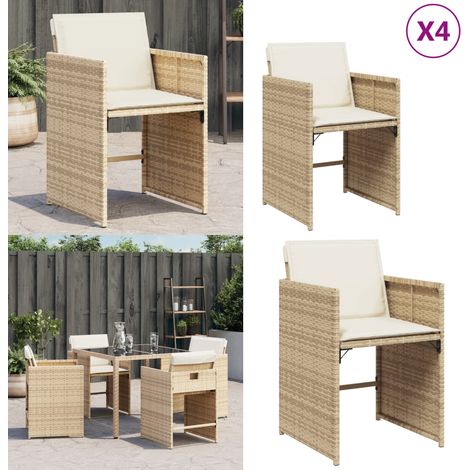 Chaises de jardin avec coussins lot de 4 beige résine tressée - Chaise De Jardin - Fauteuil De Jardin - Mobilier De Jardin - Résine Tressée - Rotin Synthétique - Home & Living (1/5)