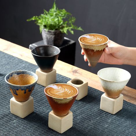 Mug japonais en céramique de 200 ml, tasse à café/latte avec base. (1/5)