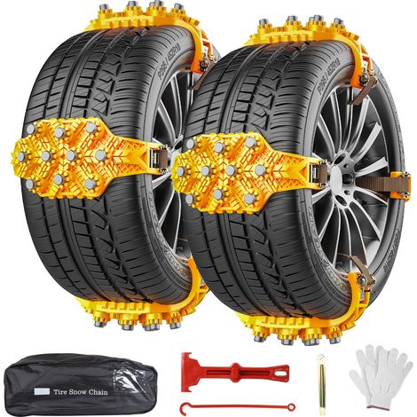 Chaînes à Neige pour Pneus 165-255 - 8 Pièces Chaînes Antidérapantes Réglables à Montage Rapide - Inclus Gants et Pelle - pour Voiture, Camionnette, SUV sur Routes Enneigées (1/5)