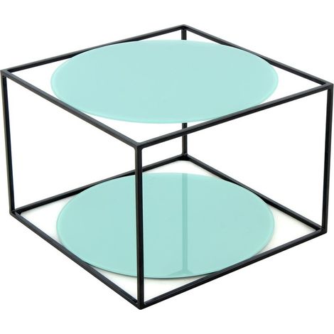 Tavolino da salotto Cody con ripiani in vetro verde smeraldo (1/3)