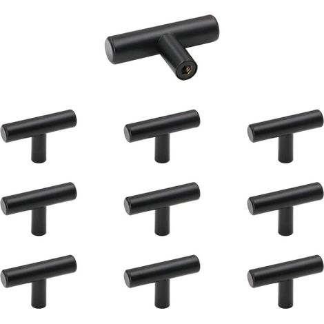 Furniture Knobs, 10pcs Black Stainless Steel Cabinet Door Knobs, Vintage Drawer Knobs with Screws for Dresser, Cupboard