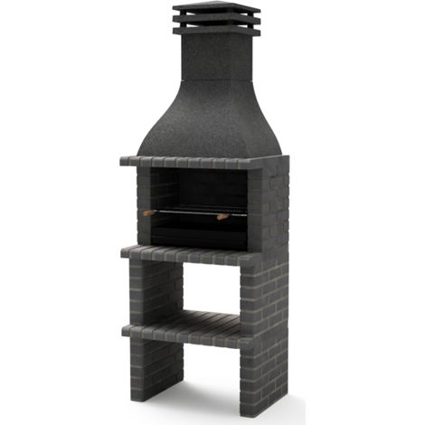 MOVELAR - Barbacoa de Obra Prefabricada para Leña y Carbón Modelo TAOS PLUS (Gris oscuro - 76 x 58 x 214 cm) REF: M01141 - Uso en Exteriores