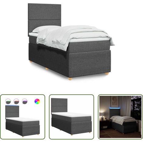 Matratze - Boxspringbett mit Matratze Dunkelgrau 100x200 cm Stoff (1/5)