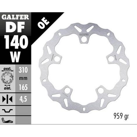 DISCO DE FRENO DELANTERO GALFER PARA HONDA VFR 1200X CROSSTOURER '12- (ONDULADO FIJO) (310X165X4.5MM)