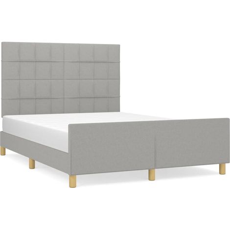 Lit double Lit adulte Cadre de lit sans matelas gris clair 140x190 cm tissu (1/5)